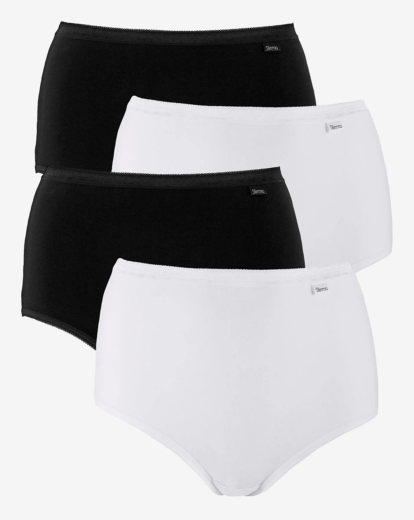 Slimma 4 Pack Black & White Cotton Full Brief Knickers