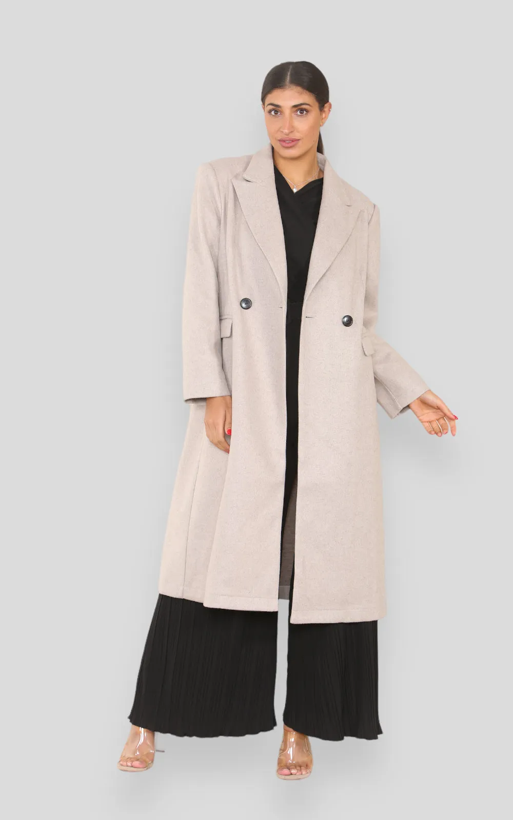 Solid Wool Blend Coat