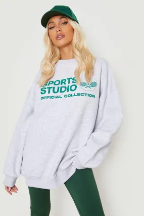 Sports Studio Printed Oversized Sweater