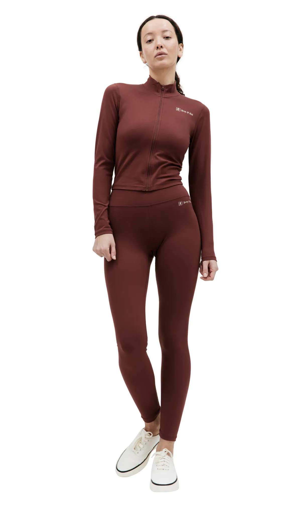 SPORTY + RICH Runner Script High Waisted Legging - Maroon