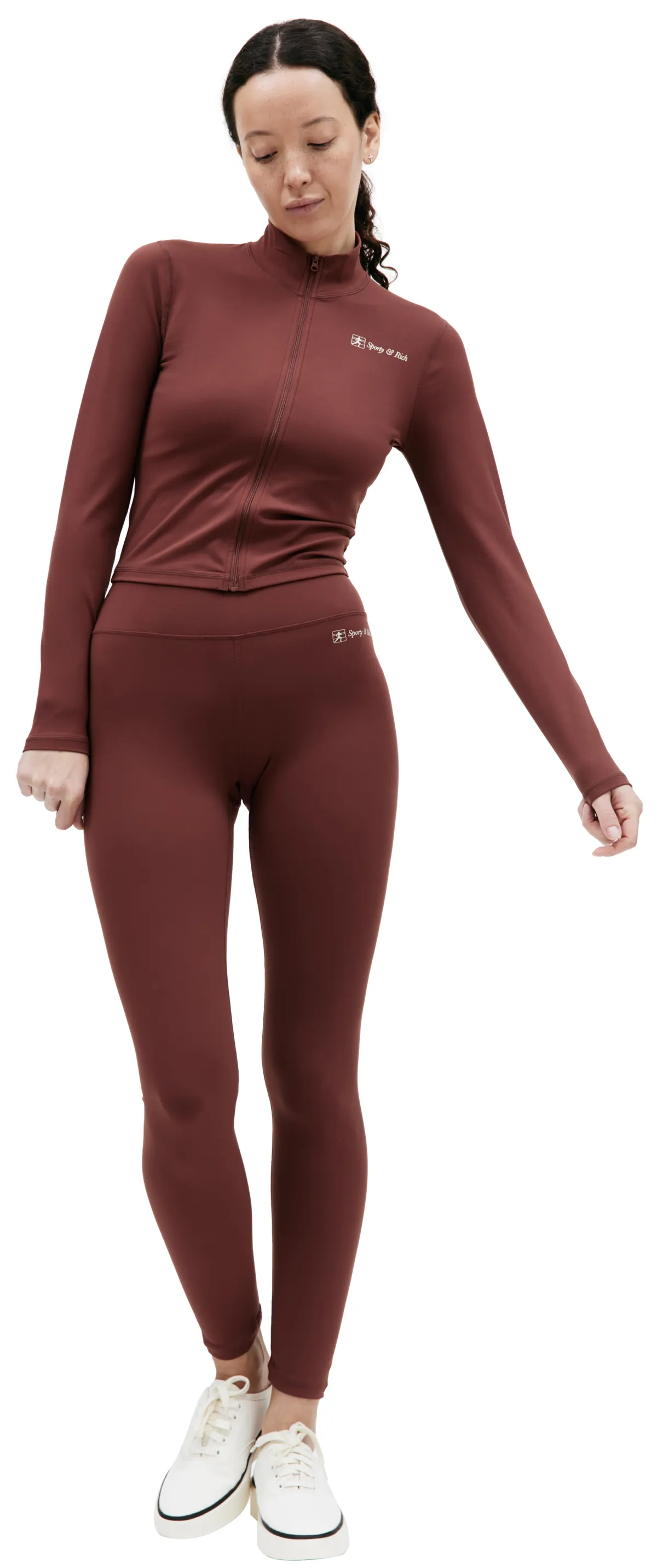 SPORTY + RICH Runner Script High Waisted Legging - Maroon