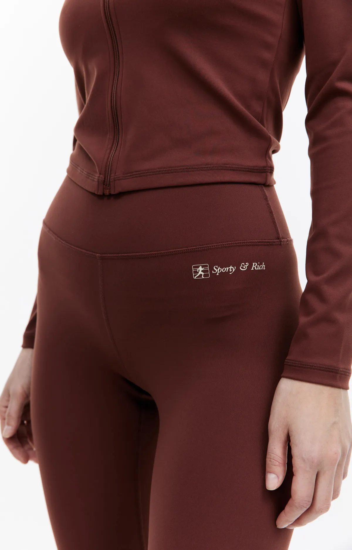 SPORTY + RICH Runner Script High Waisted Legging - Maroon