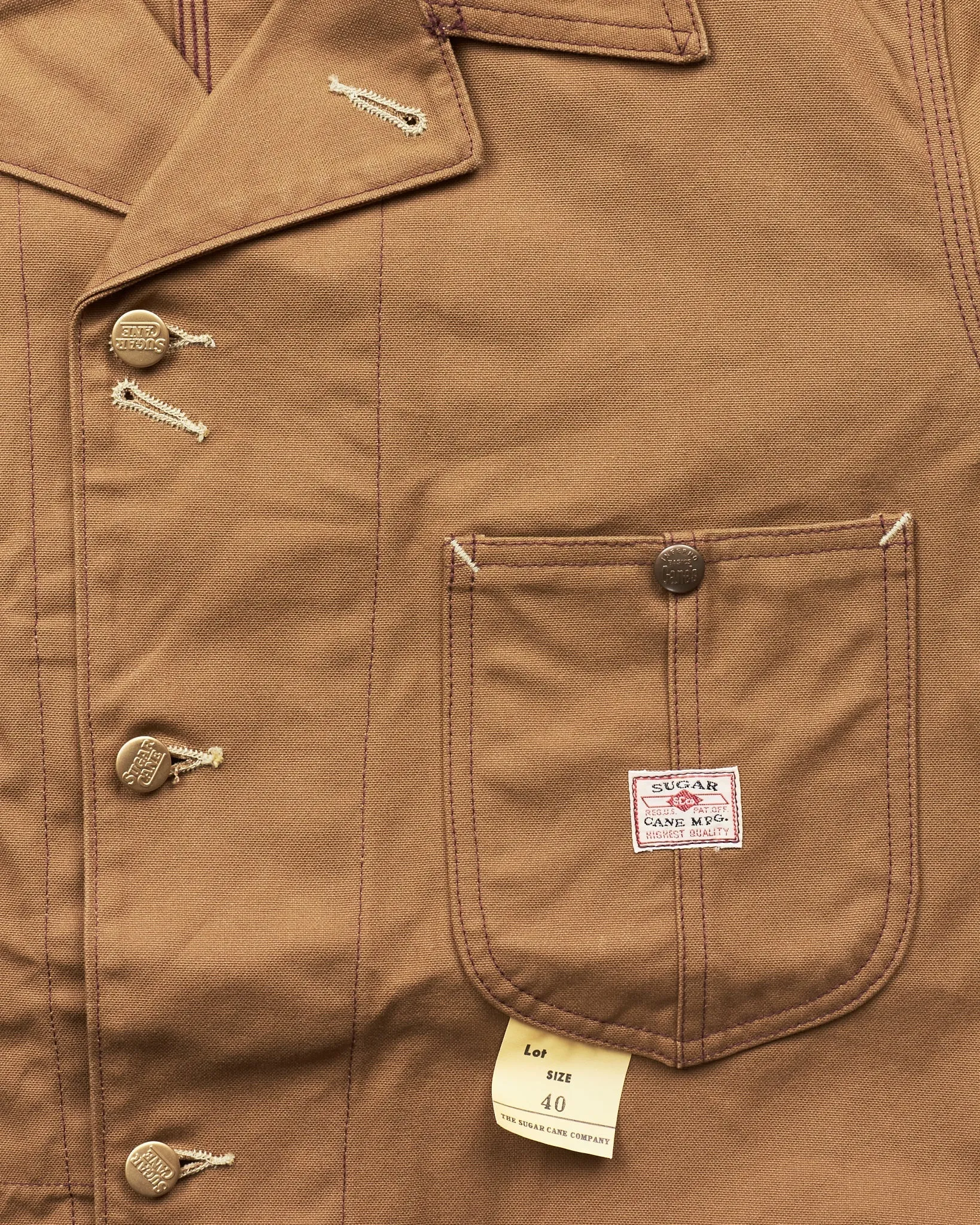 Sugar Cane & Co. 13oz. Brown Duck Work Coat SC14374