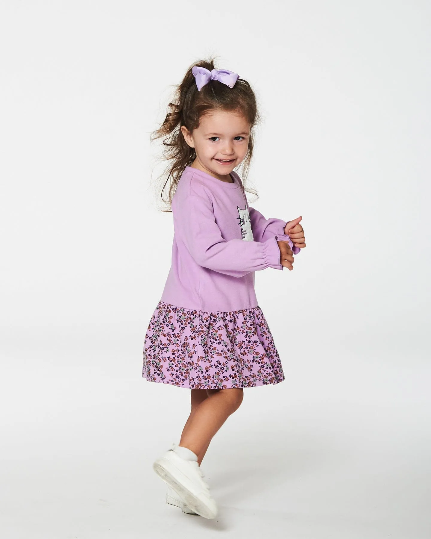 Super Soft Dress With Print Skirt Lilac Mini Flowers