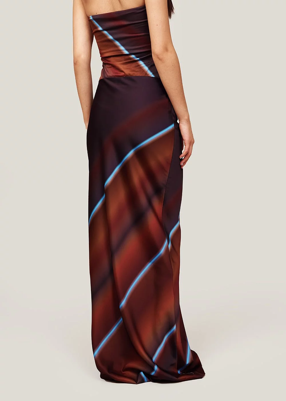 Surreal Stripe Silky Maxi Skirt