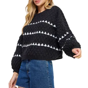 TEXTURED CONTRAST SWEATER BLACK