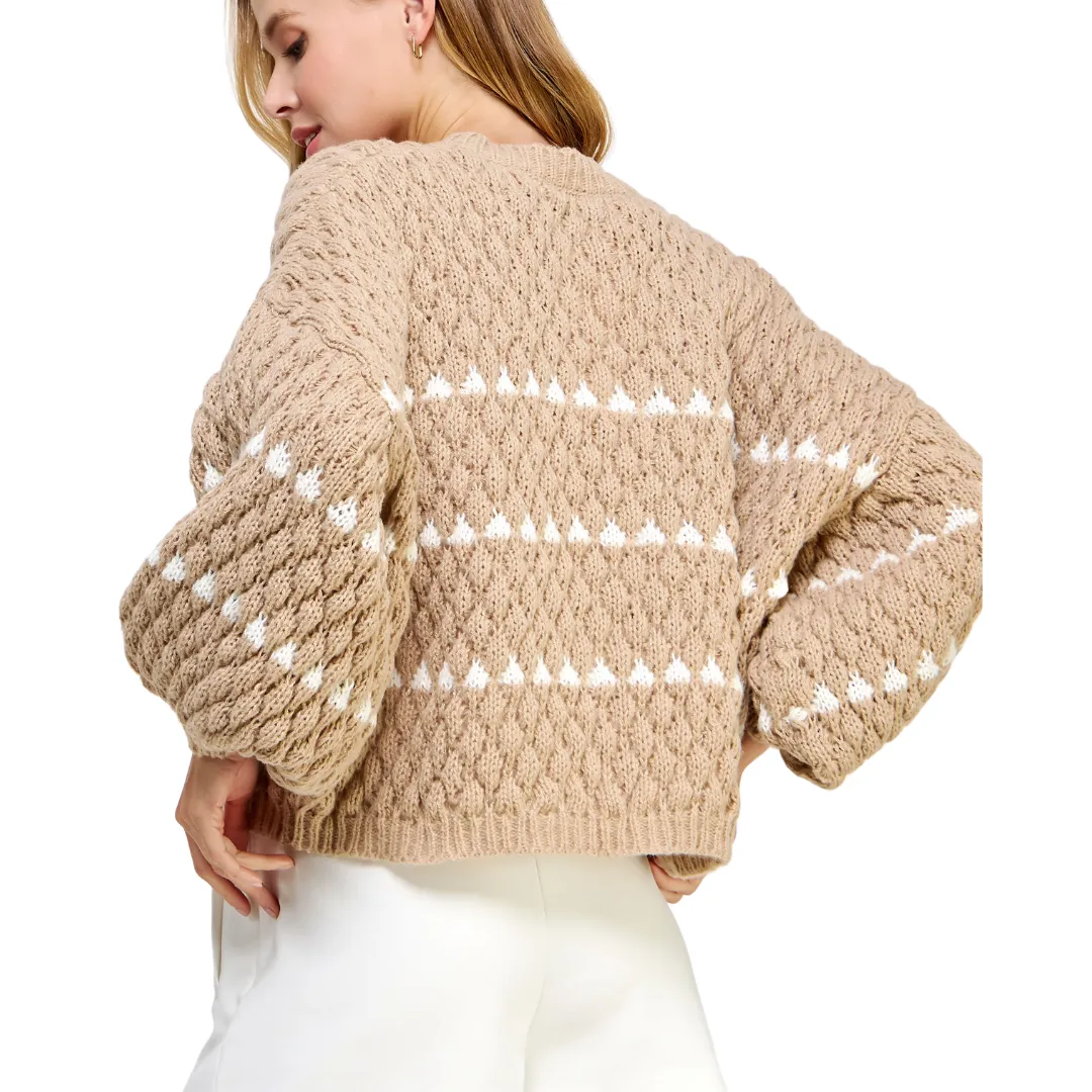 TEXTURED CONTRAST SWEATER TAUPE