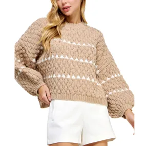 TEXTURED CONTRAST SWEATER TAUPE