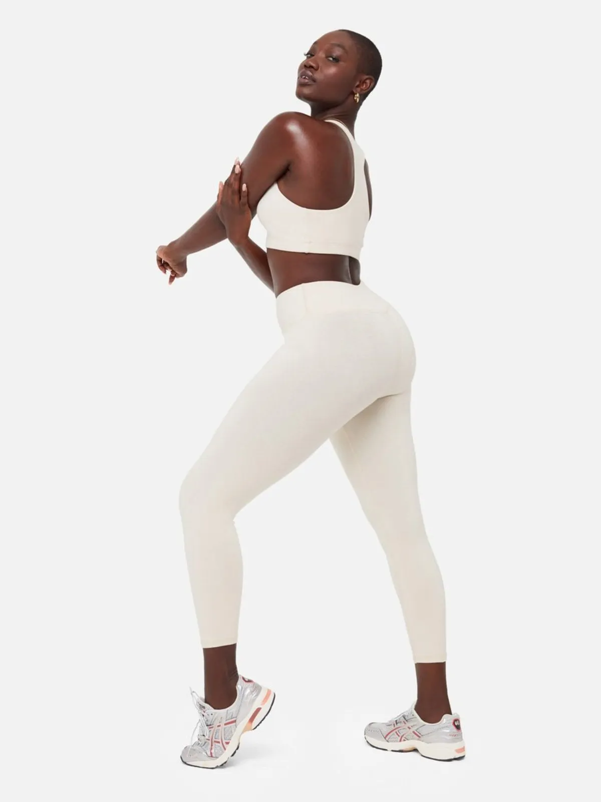 the Label Organic Stretch Midi Legging - Bone