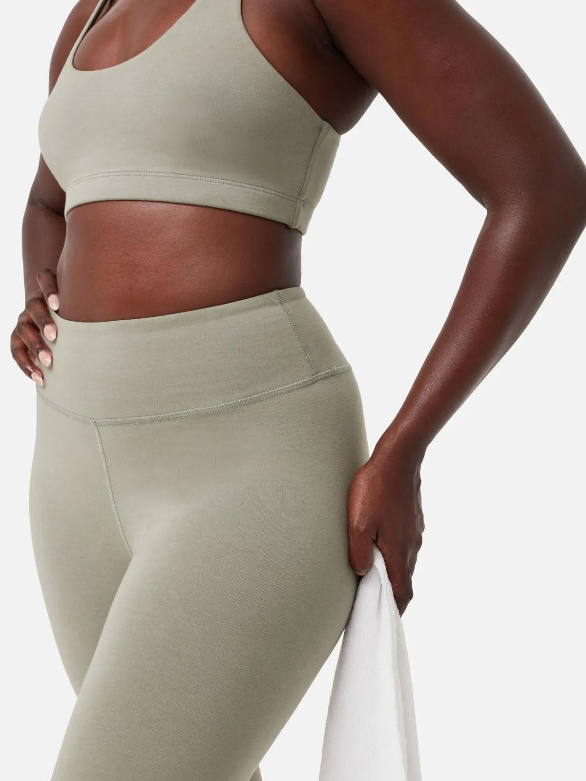 the Label Organic Stretch Midi Legging - Sage