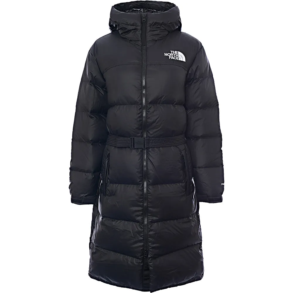 The North Face Women's Black Nuptse Belted Long Puffer Coat