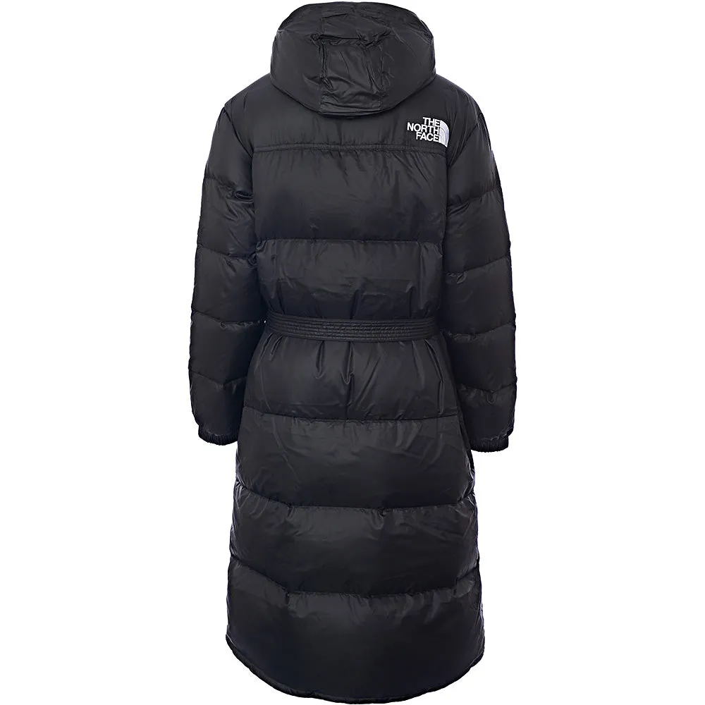 The North Face Women's Black Nuptse Belted Long Puffer Coat