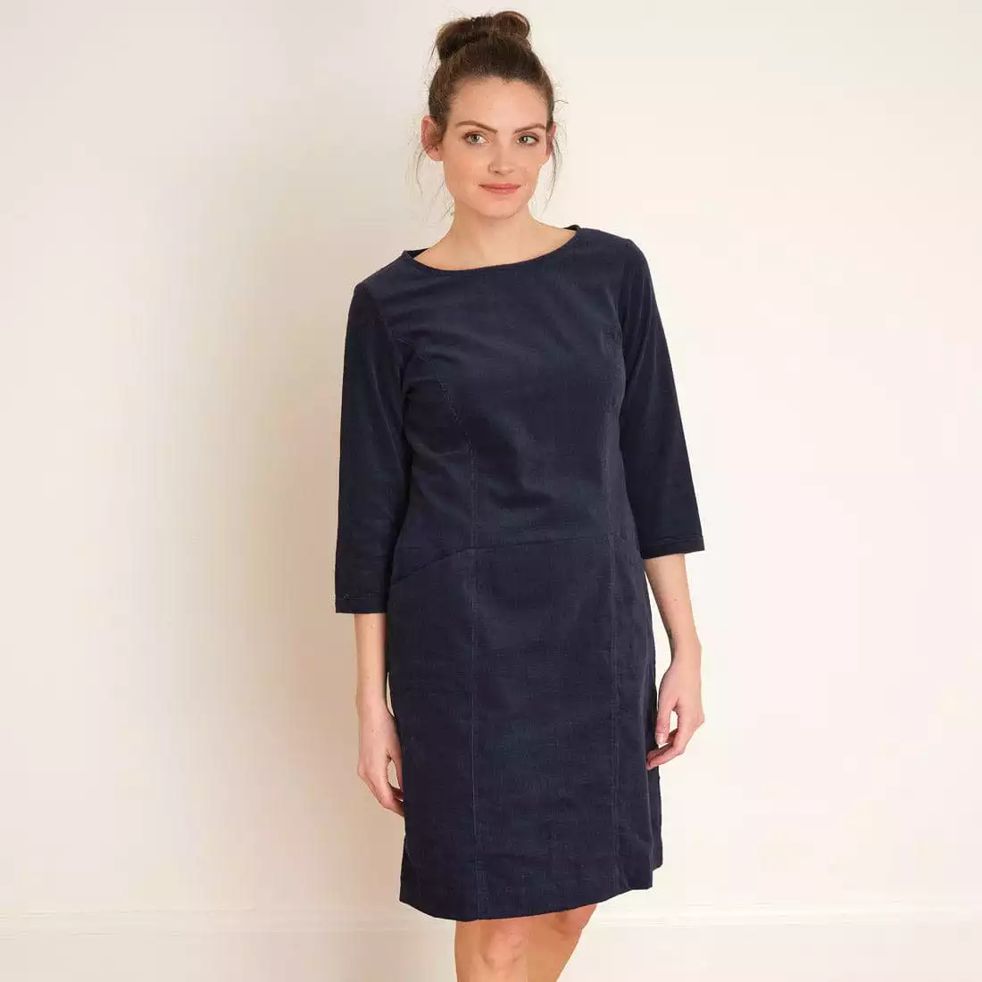 Thea Cotton Corduroy Shift Dress | Navy