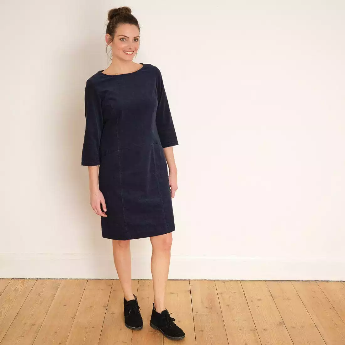 Thea Cotton Corduroy Shift Dress | Navy