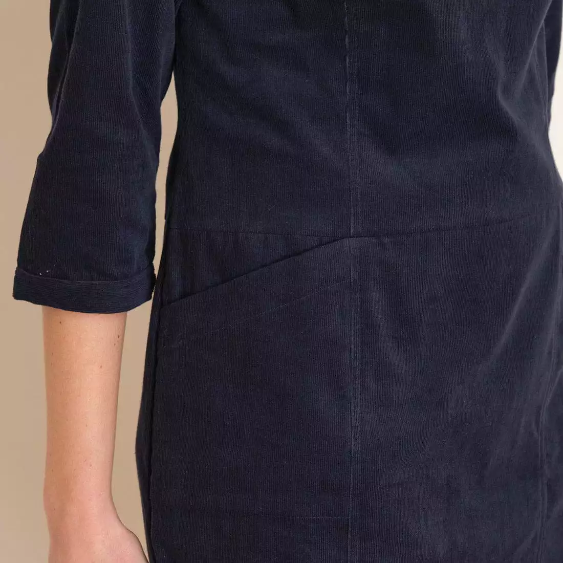 Thea Cotton Corduroy Shift Dress | Navy