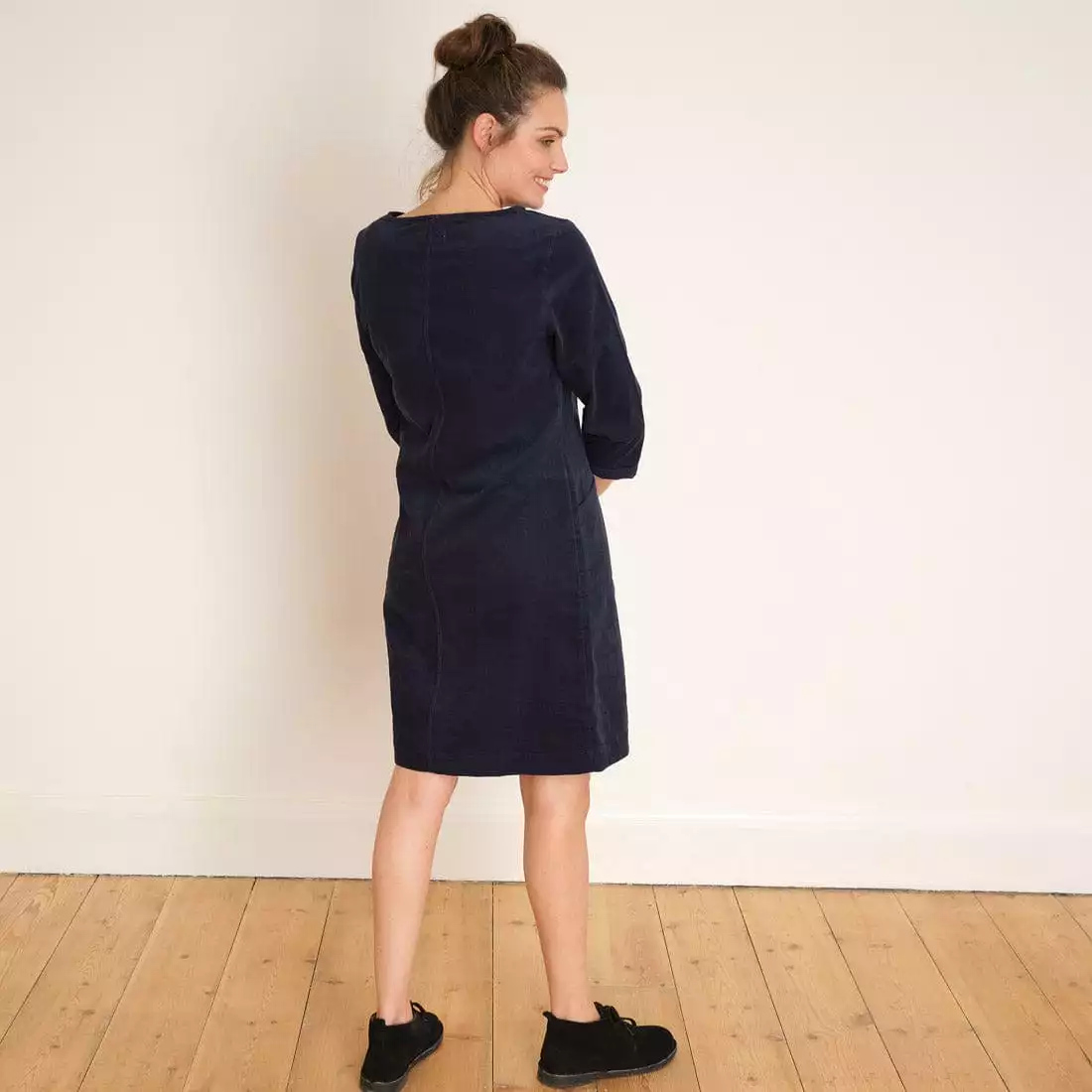 Thea Cotton Corduroy Shift Dress | Navy