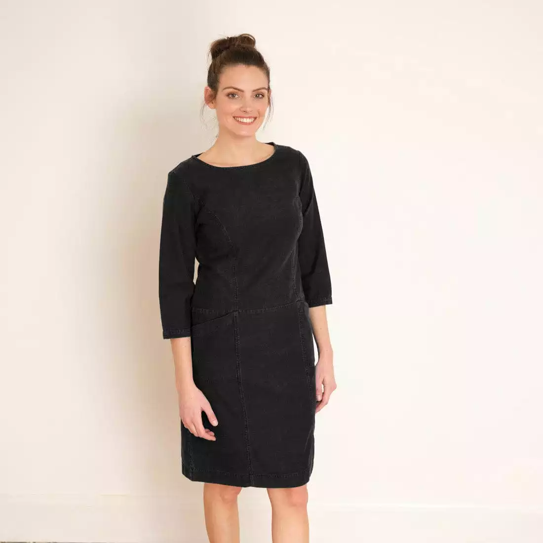 Thea Denim Shift Dress | Black