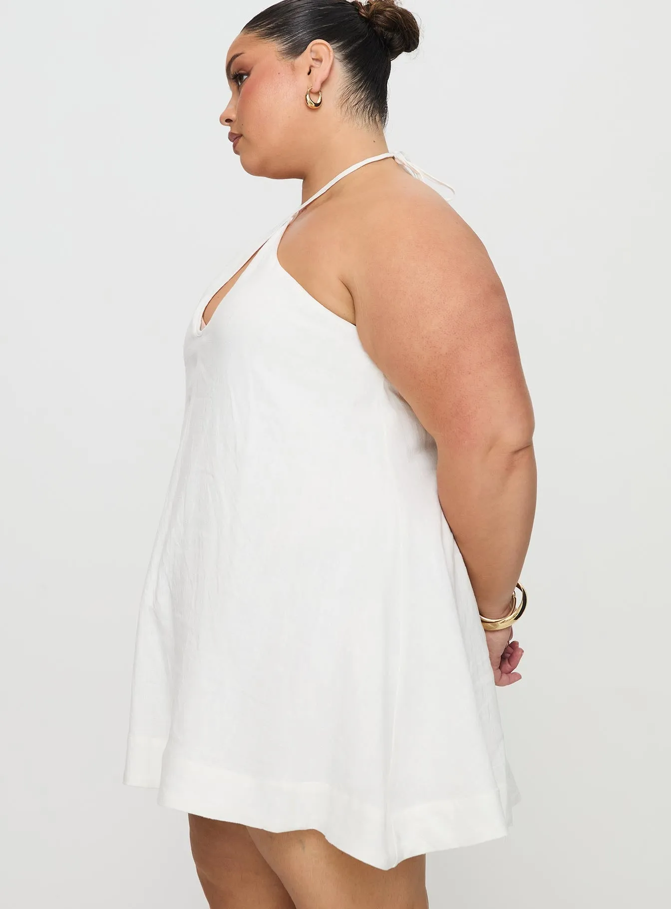 Thomasina Linen Halter Dress White Curve