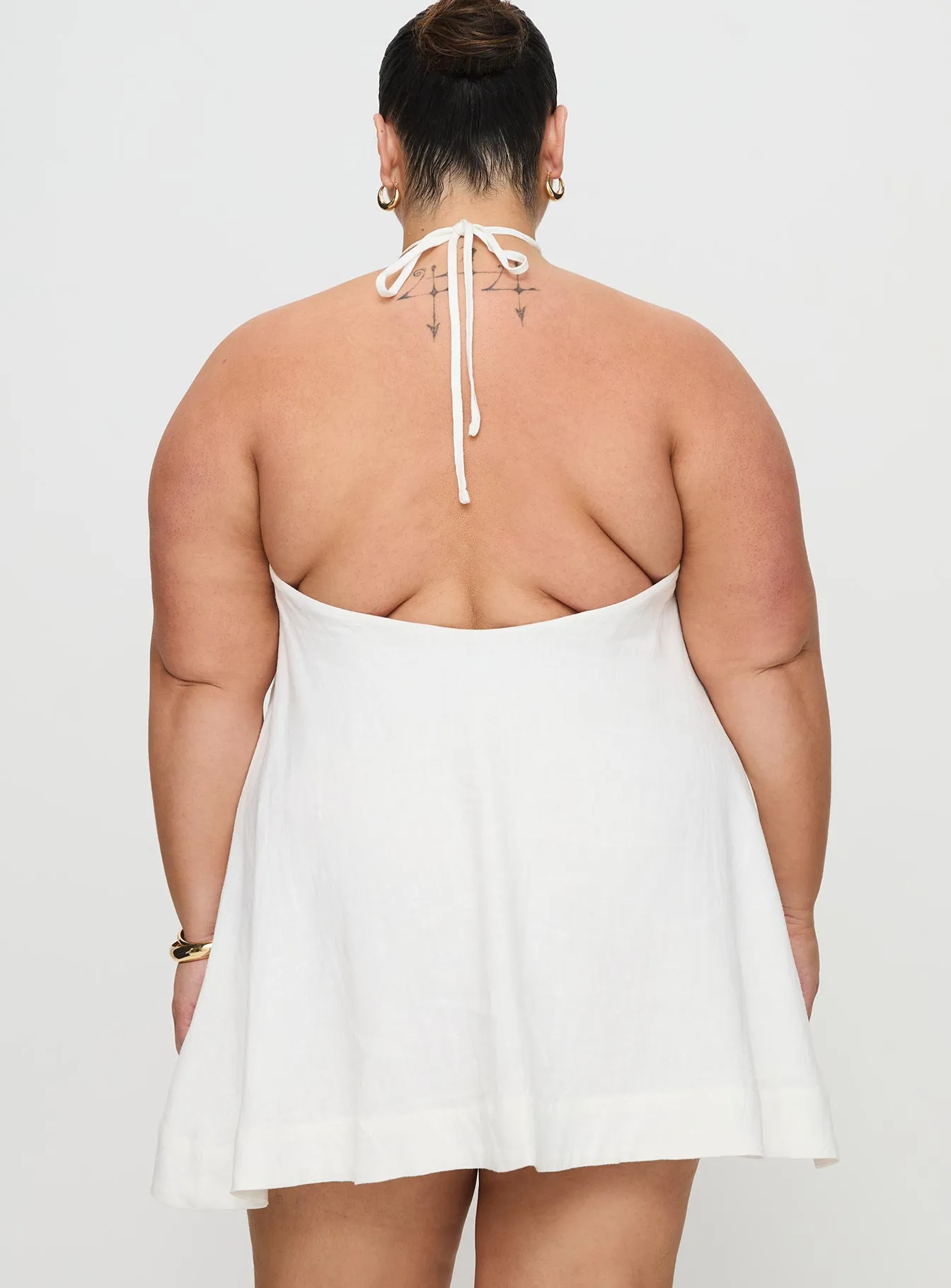 Thomasina Linen Halter Dress White Curve