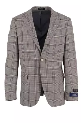 Tiglio Luxe Dolcetto Modern Fit, Pure Wool Jacket Taupe with Burgundy Windowpane TL3331