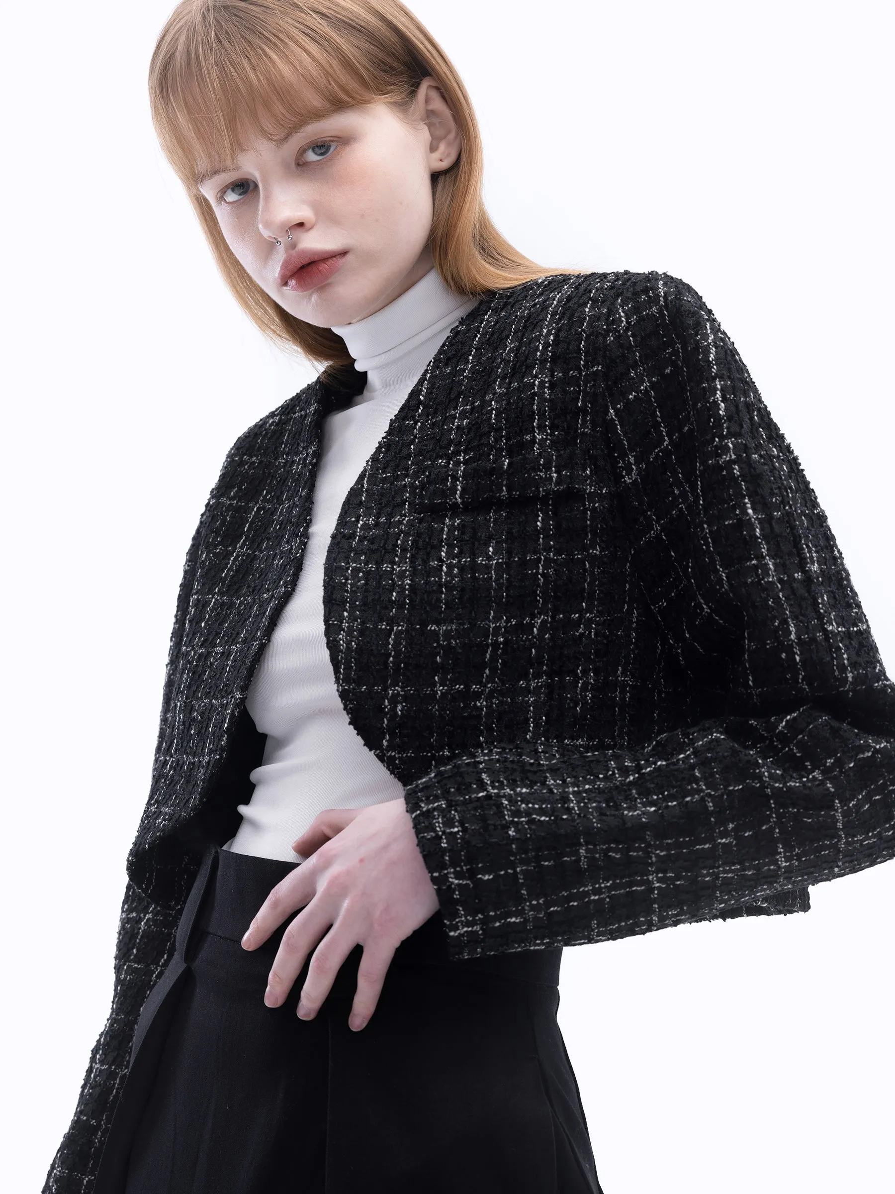 Tweed Open Cropped Coat