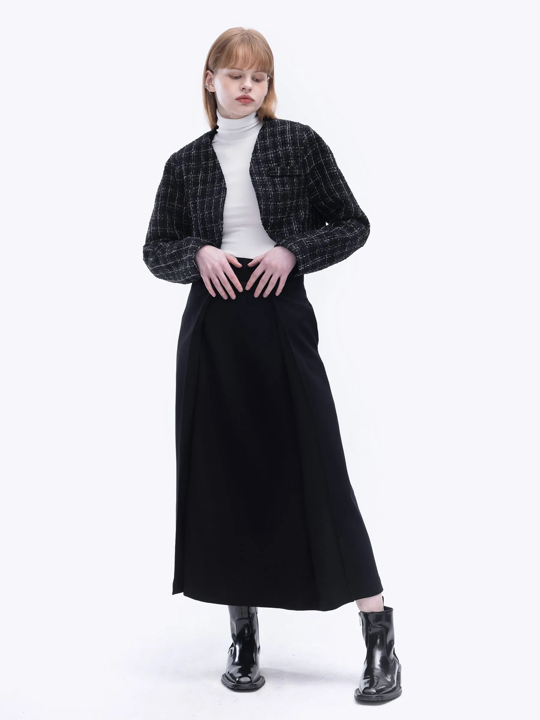 Tweed Open Cropped Coat