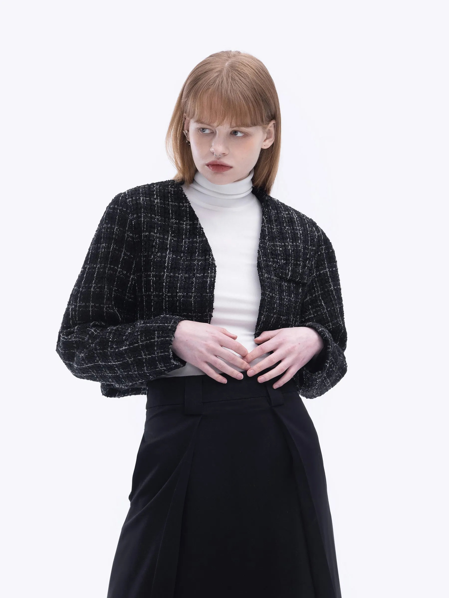 Tweed Open Cropped Coat