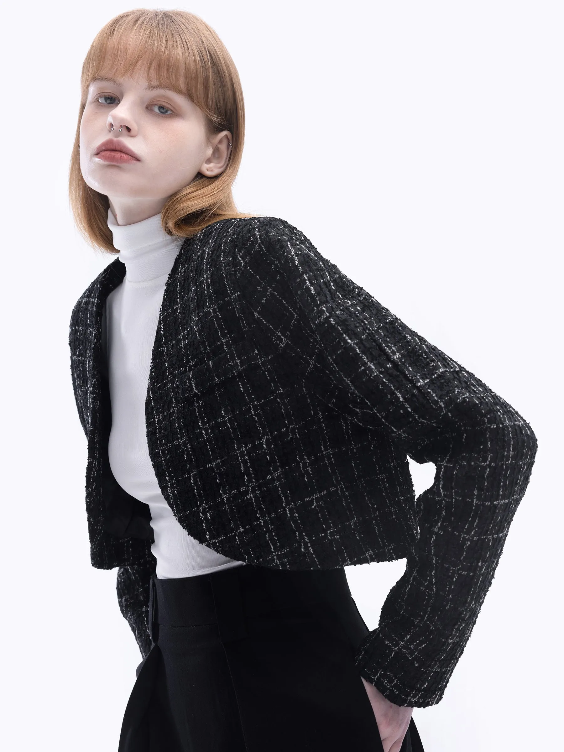 Tweed Open Cropped Coat