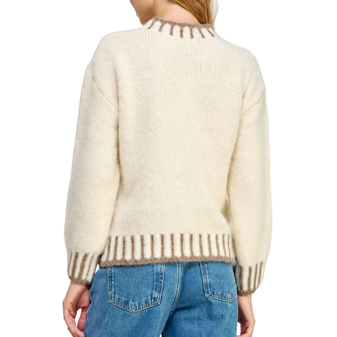 TWO TONE SWEATER CREAM/BROWN