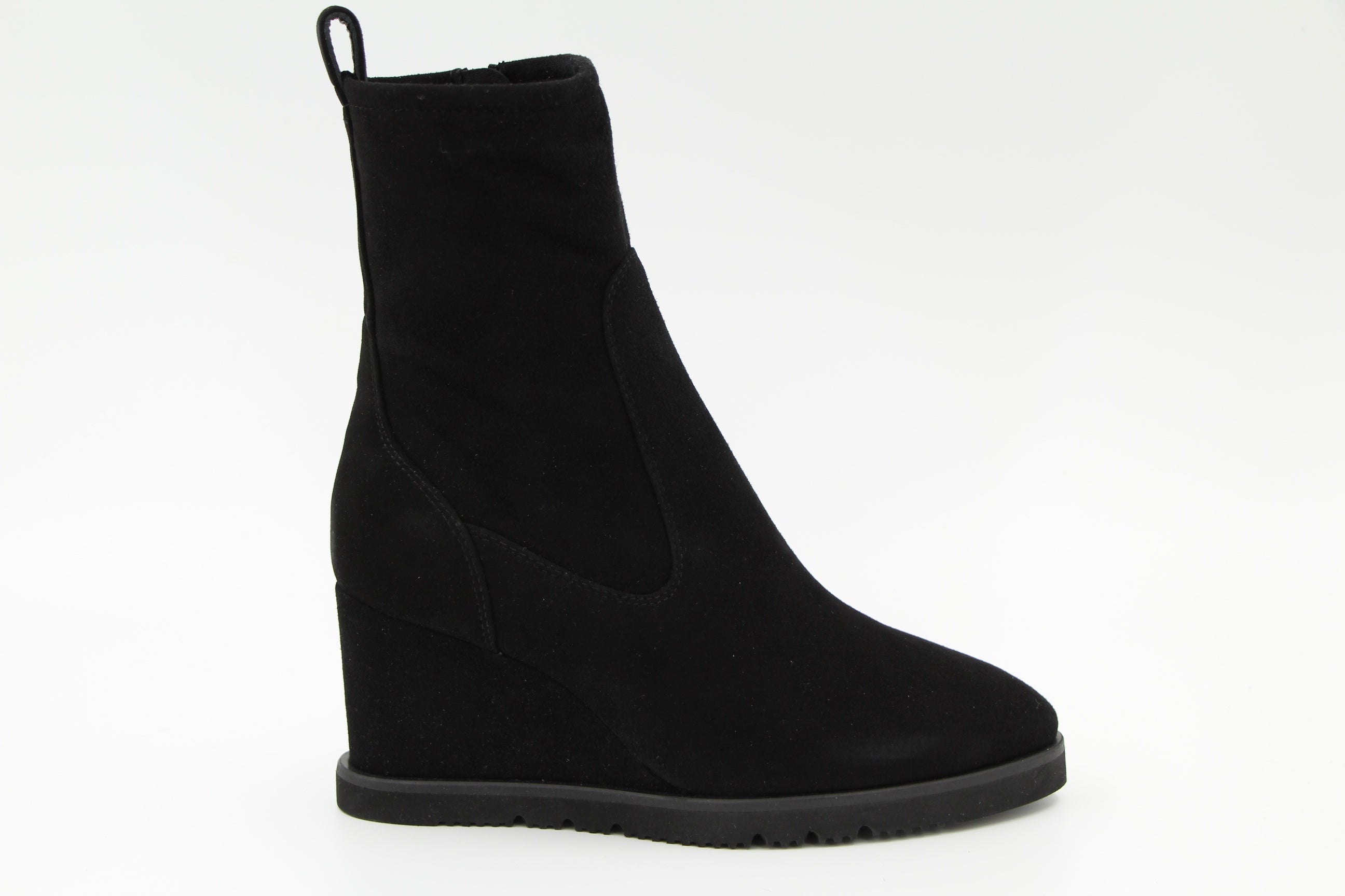 UNISA Black Suede Wedge Ankle Boot UDAY