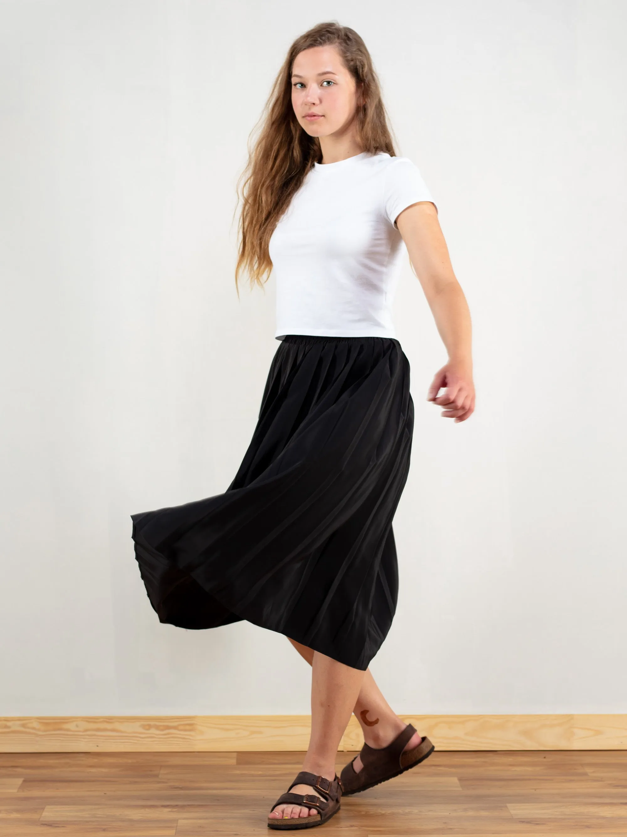 Vintage 70's Black Pleated Women Skirt