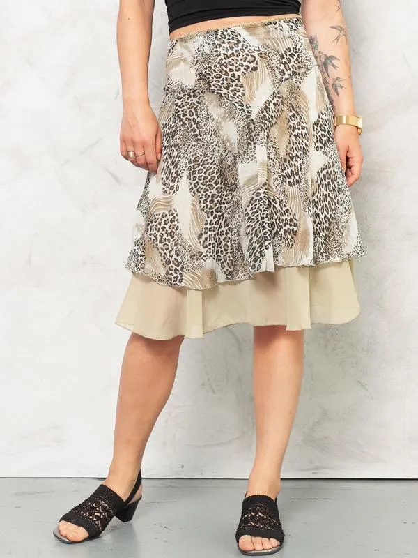 Vintage Y2K Women Animal Print Skirt