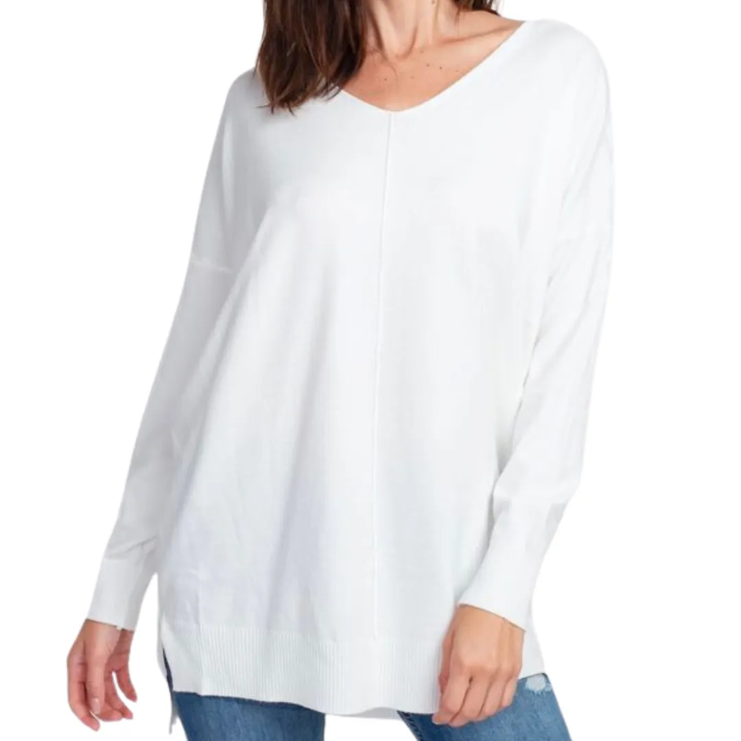 VNECK OFFWHITE SEAM SWEATER