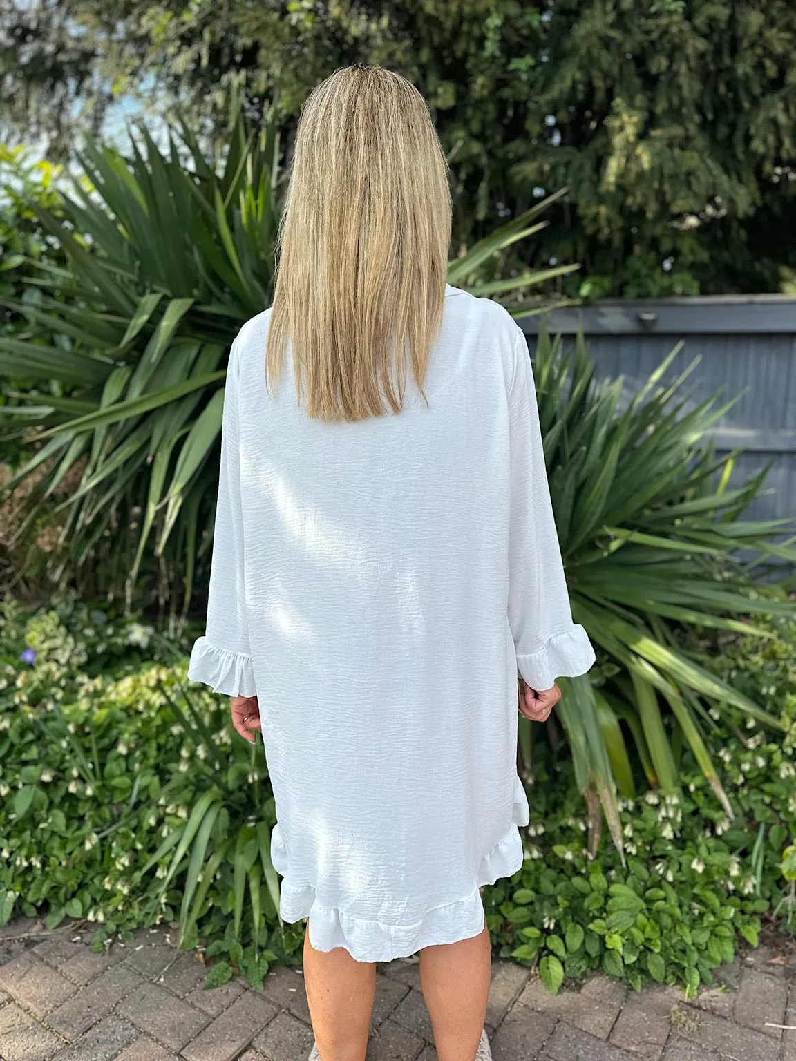 White Crepe Frill Tunic April