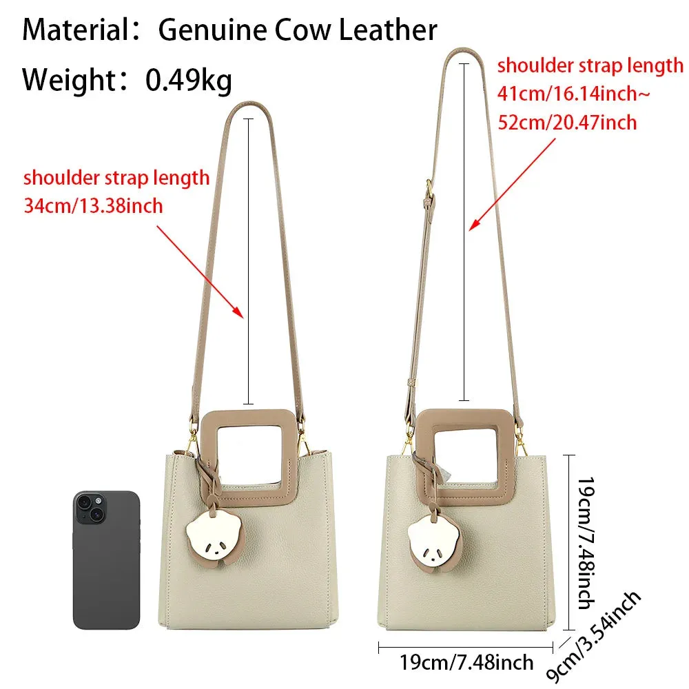 Women's Cowhide Leather Commuter Casual Tote Shoulder Handbag