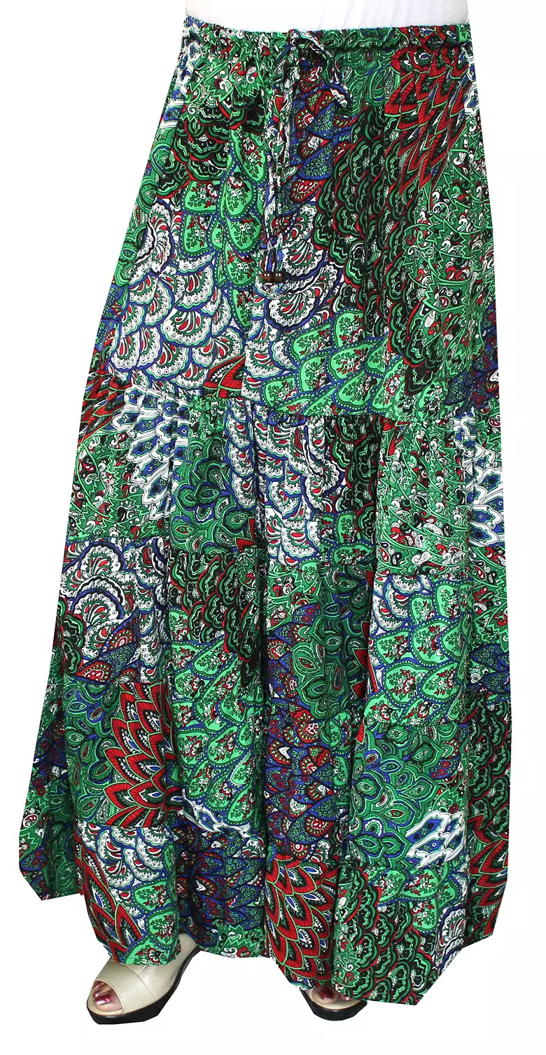 Womens Printed Long  Indian Skirt India Apparel (Green)