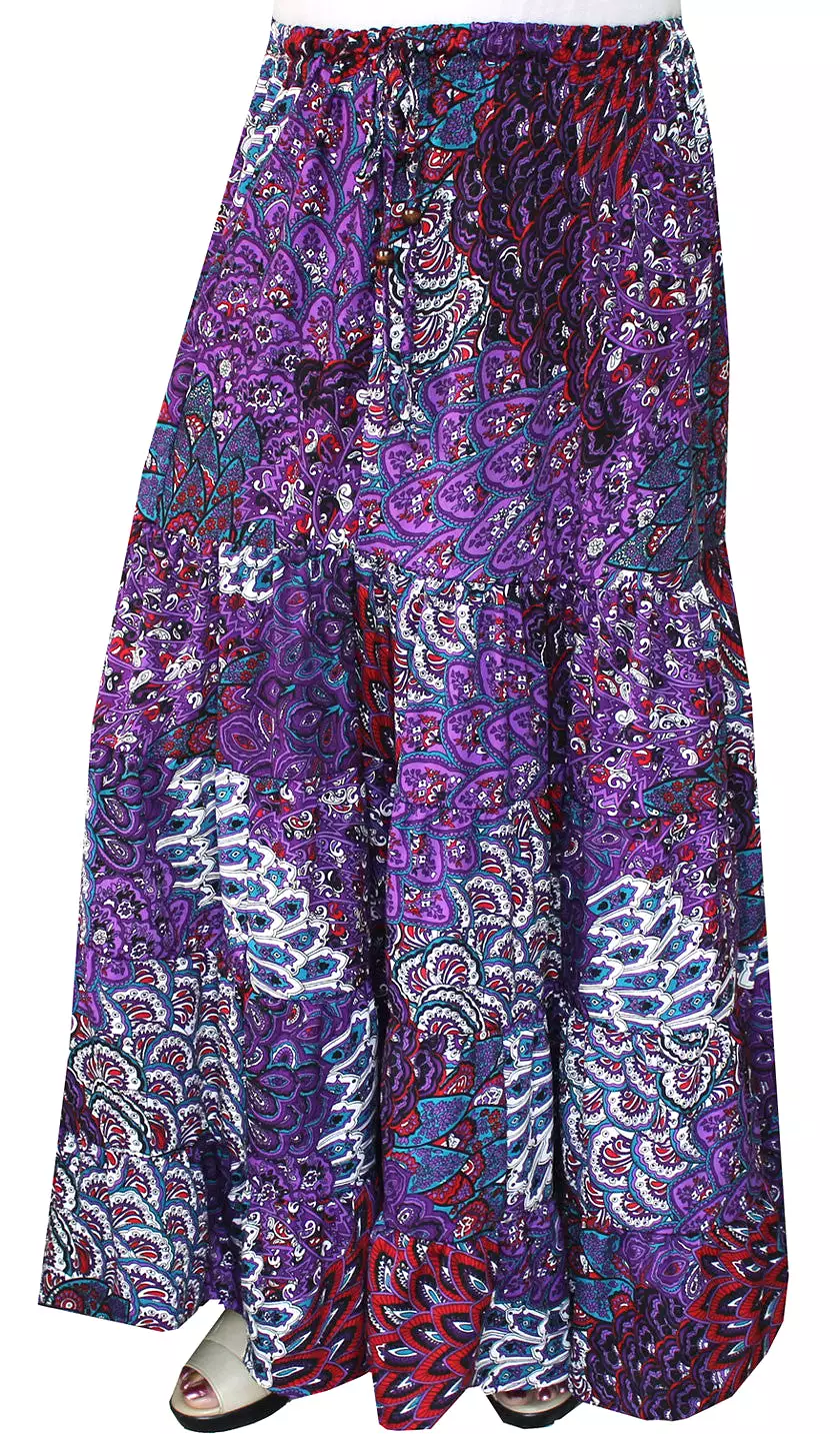 Womens Printed Long Skirt India Apparel (Purple)