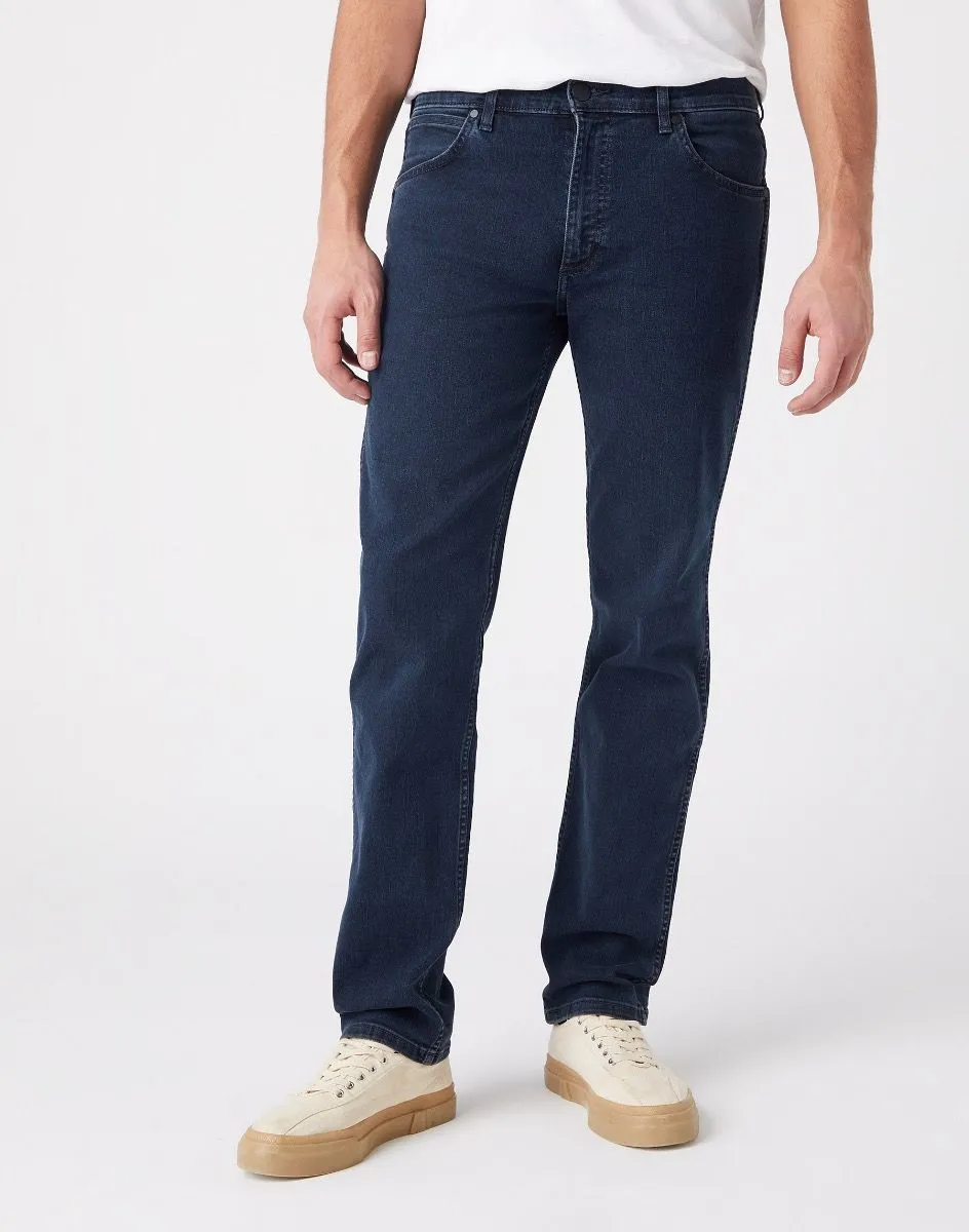 Wrangler Greensboro Modern Straight Denim Jeans Iron Blue