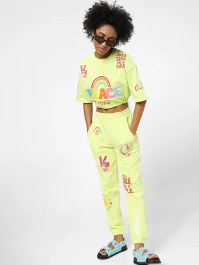 x COCA COLA Yellow Graphic Print Joggers