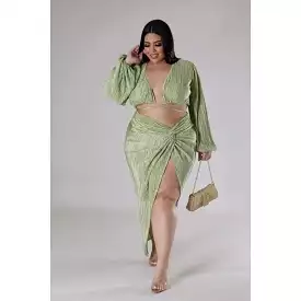 Yeah Night Out Bae Skirt Set-Green