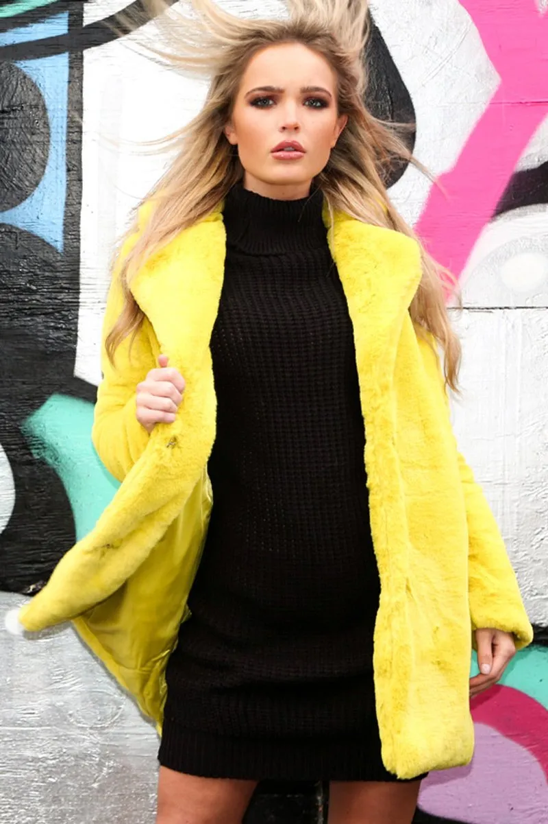 Yellow Faux Fur Coat - Kinleigh