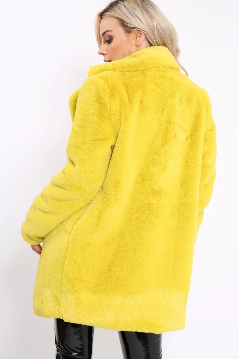 Yellow Faux Fur Coat - Kinleigh